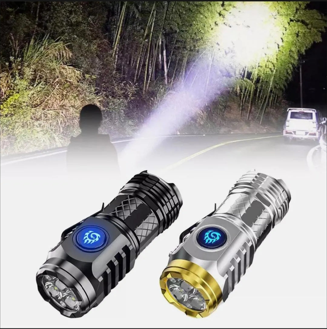 Powerful 3LED Super Bright Flashlight Portable Mini Burst Flash Torch Rechargeable Emergency Spotlight with Pen Clip Tail Magnet - Thumb Size Flashligh - Torch