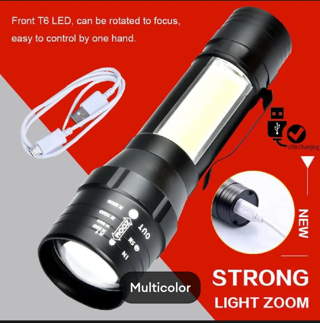 USB Rechargeable Waterproof Zoomable LED Flashlight Torch Tial Clip - Flashlight Rechargeable Telescopic Zoom Torch Mini LED Light & Cable

Specific